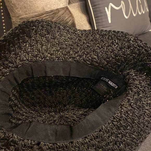 Steve Madden Women's Straw Hat Black Sun Hat - Picture 4 of 5